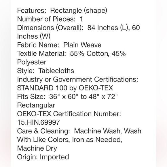 THRESHOLD NWT solid tablecloth -natural -84x60 - Picture 5 of 5